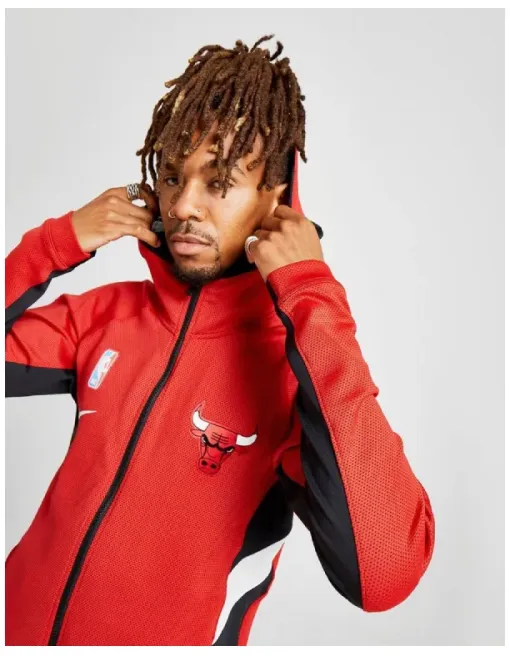 Jacket Zipped hooded Chicago Bulls - Red